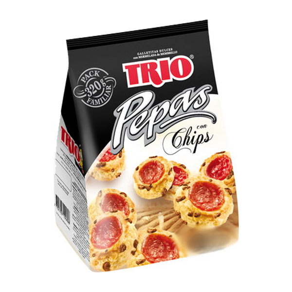 Galletitas Pepas Trio C/Chips x500g (Cj.x10)